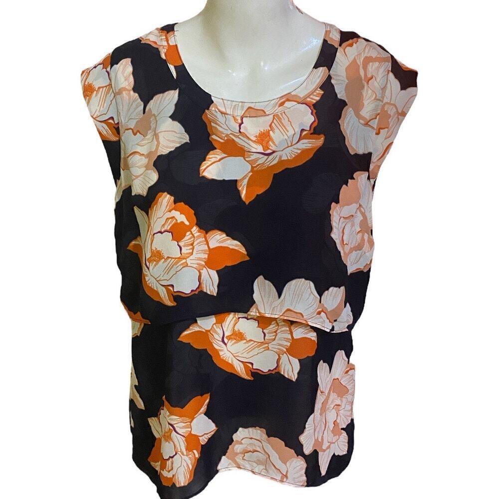 Cabi # 5030 Blossom Tiered Blouse Cap Sleeve Size S